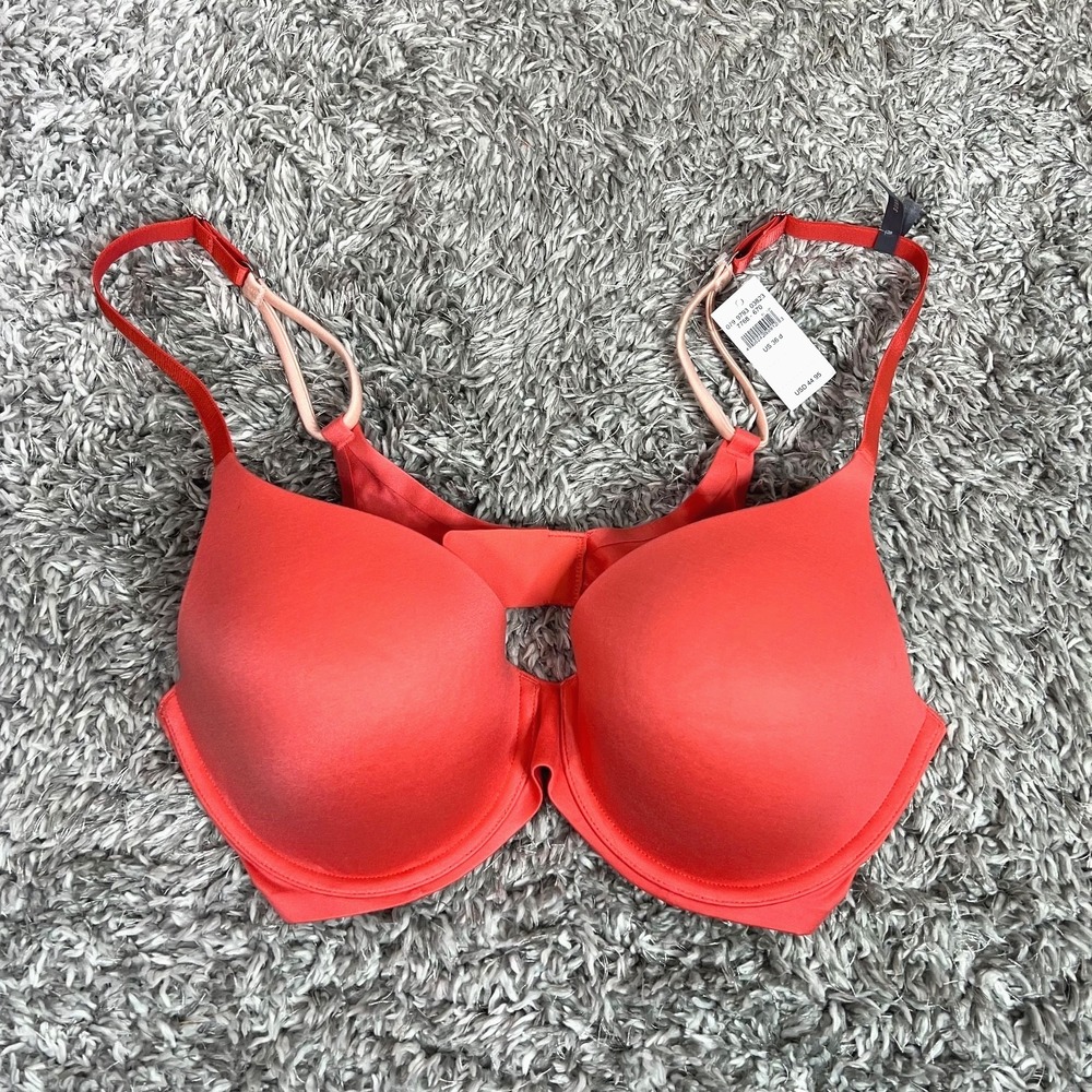 NWT Aerie Sunnie Full Coverage Lined Bra Coral 36D Colorblock Back Strap Stretch